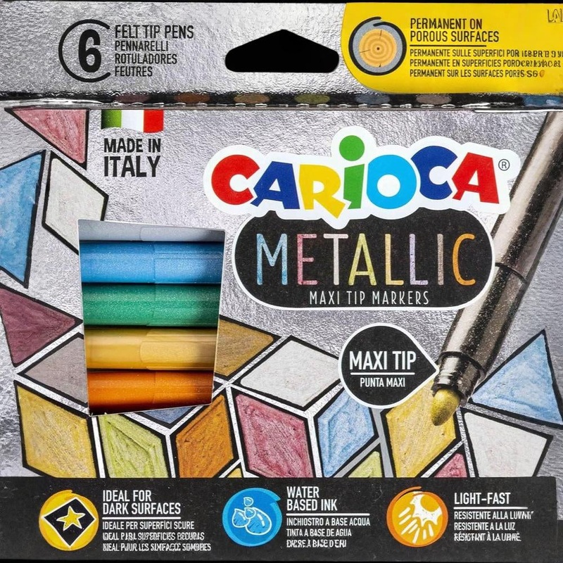 Carioca Metallic Maxi Tip Markers  6 Colors