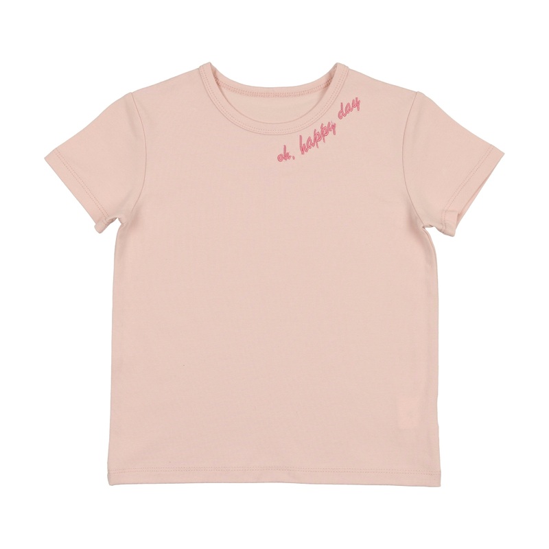 BTS25006ST-Printed Word Girls Short Sleeve Tshirt-Pink
