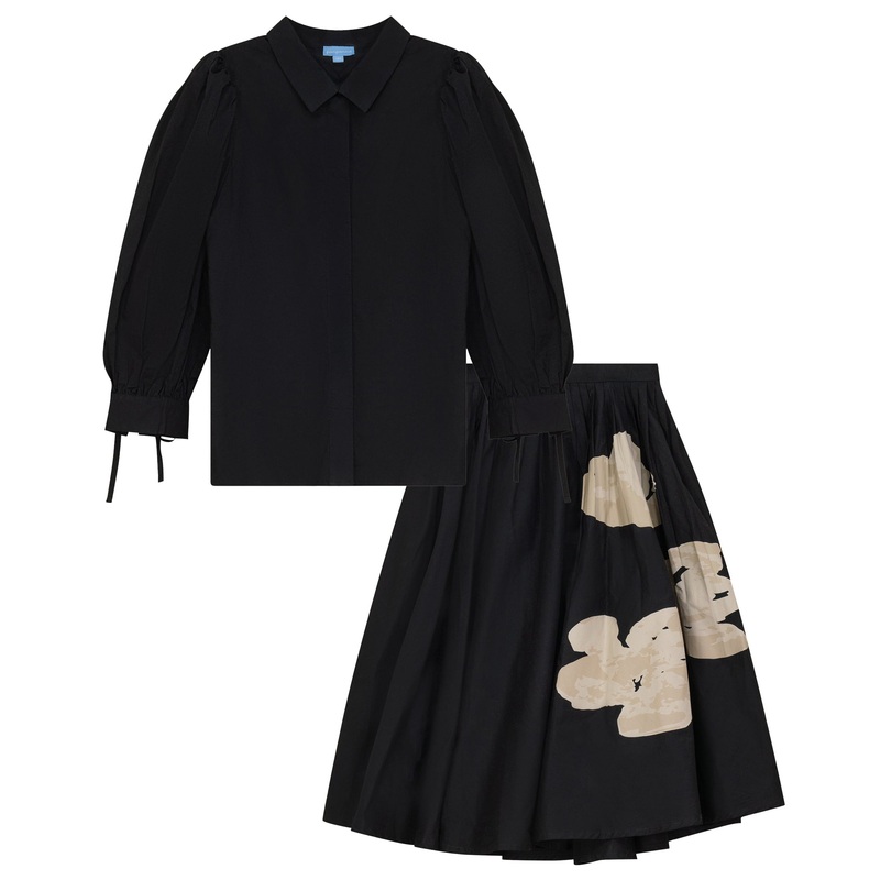 P5250-FLORAL PRINT SET-BLACK