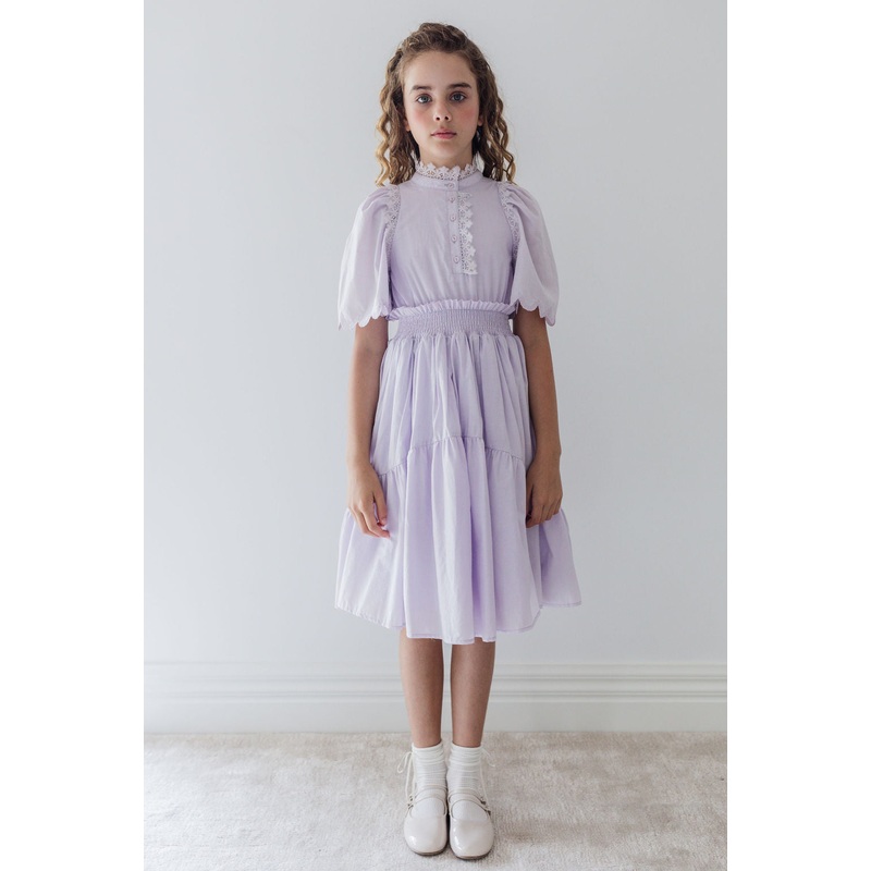 REORDER 1277-Shirred Waist Voile Dress-Lavender-FINAL SALE