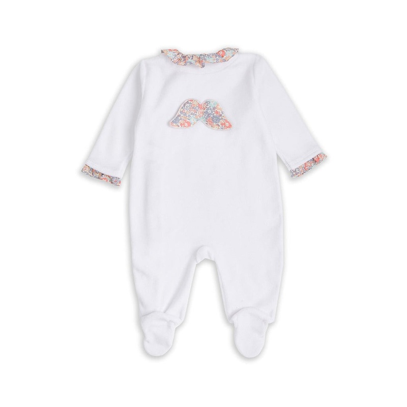 Baby Girl Gifts, Baby Grow With Angel Wings, Marie-Chantal Luxury Liberty Print White Sleepsuit, Baby Girl Gift