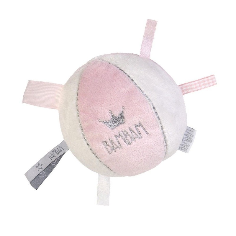 Baby Girl Gift, Pink And White Taggie Soft Sensory Ball By BAM BAM