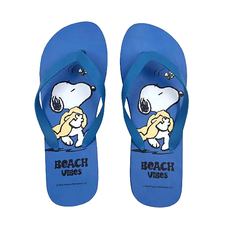 (Blue,41-42) Snoopy Summer Travel Collection Men’s Flip-Flops