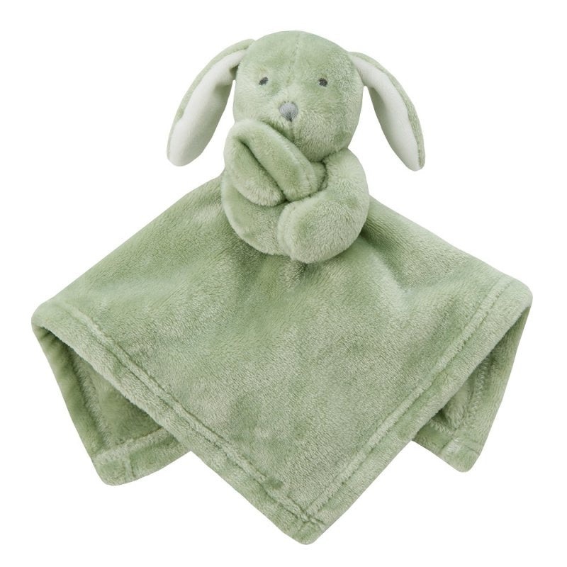 Baby Bunny Comforter In Sage Green, Personalised New Infant Gift