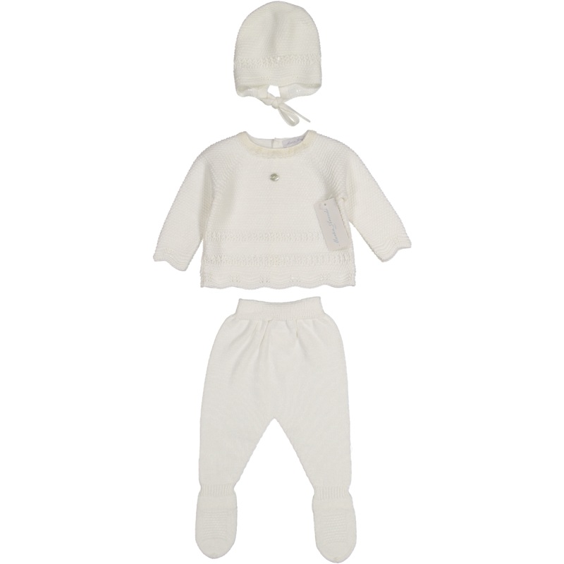 004-10213-SWEATER SET & BONNET-MARFIL